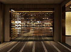 Wolfgang’s Steakhouse by Wolfgang Zwiener Teppan（東京・銀座）／株式会社 WDI JAPAN 求人 迫力のあるワインセラー！新店舗のパース写真です。